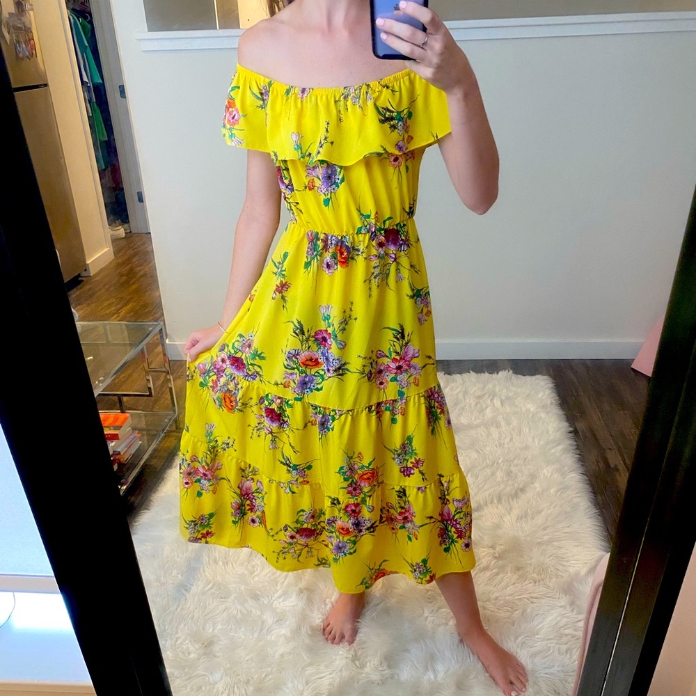 Midi Aqua off the shoulder dress!